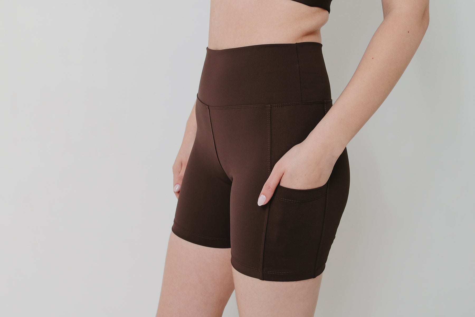 Short Power Cós Alto Com Bolso