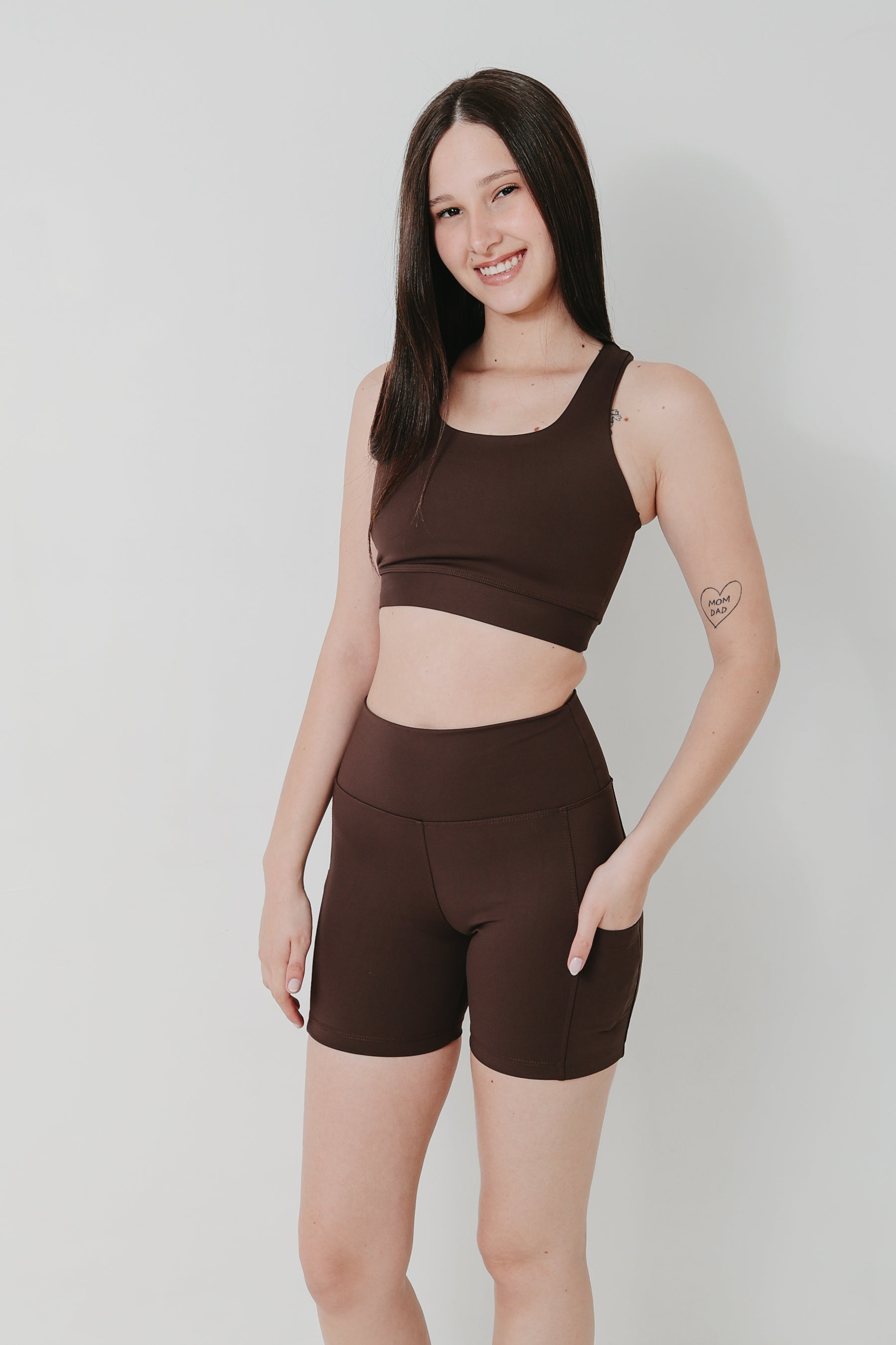 Short Power Cós Alto Com Bolso