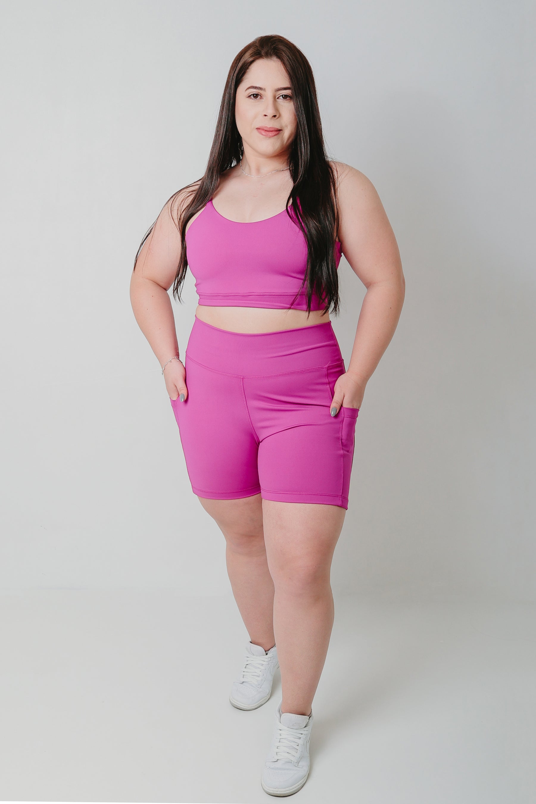 Short Power Cós Alto Com Bolso