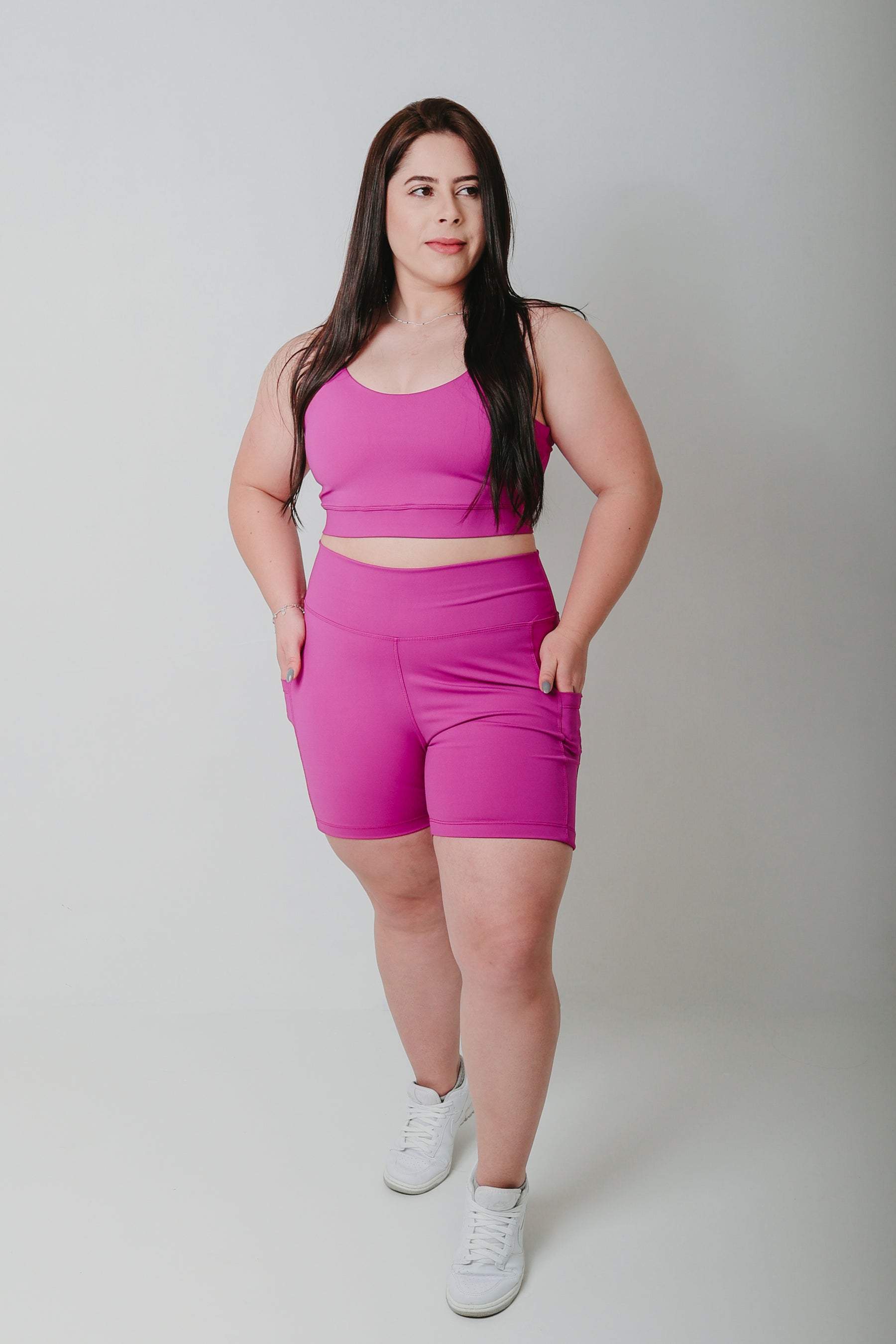 Short Power Cós Alto Com Bolso